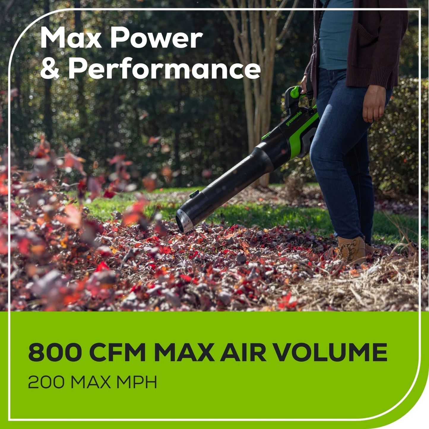 Greenworks 80V 800CFM Leaf Blower with 2.5Ah Battery 2A Charger & Shoulder Strap