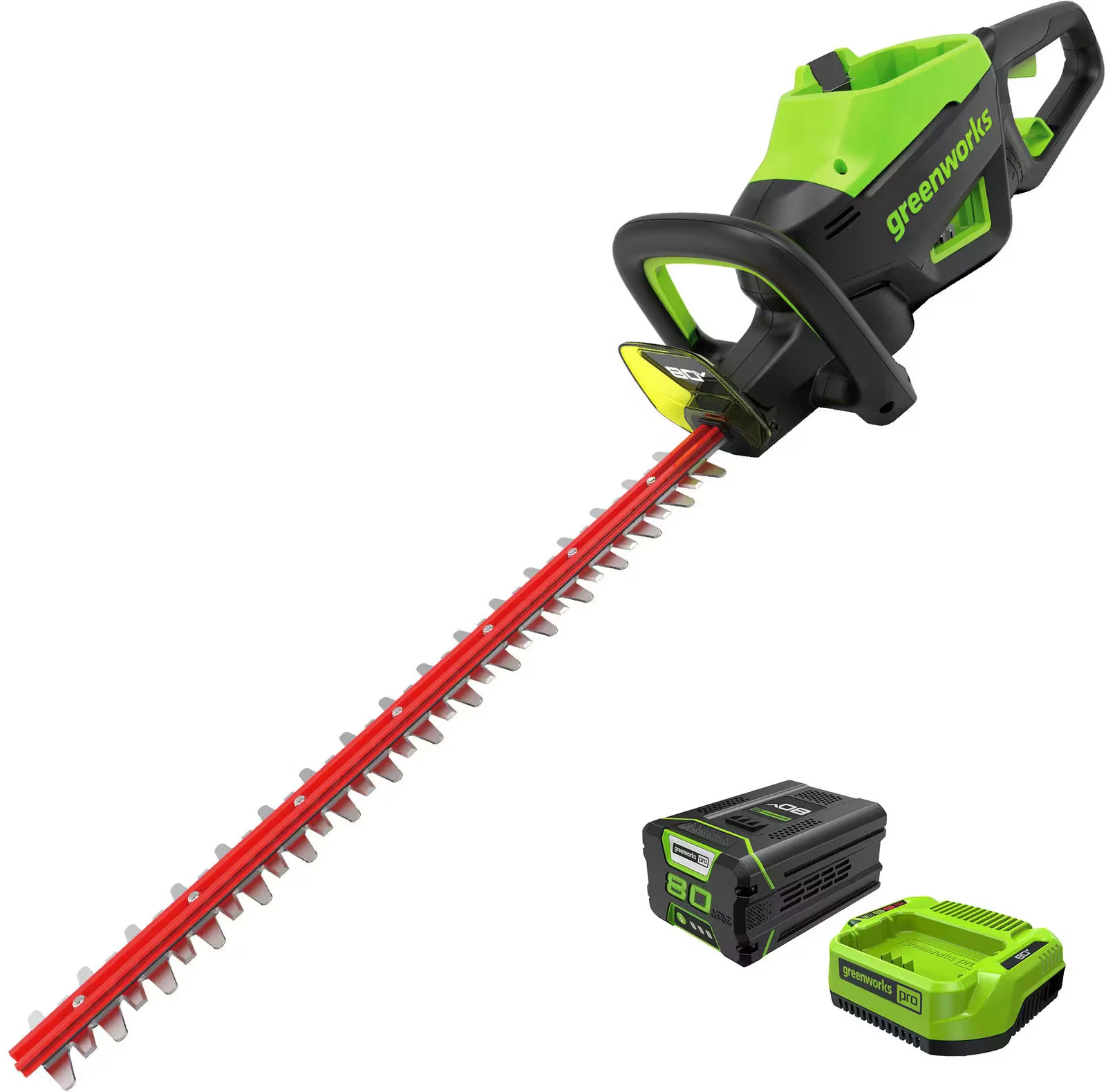 Greenworks - 80-Volt 26-Inch Cordless Brushless Hedge Trimmer with (1) 2.0Ah Battery and Charger)