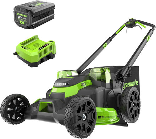 Greenworks 80V 25" Brushless Cordless (Self-Propelled) Dual Blade Lawn Mower (LED Headlight + Aluminum Handles)